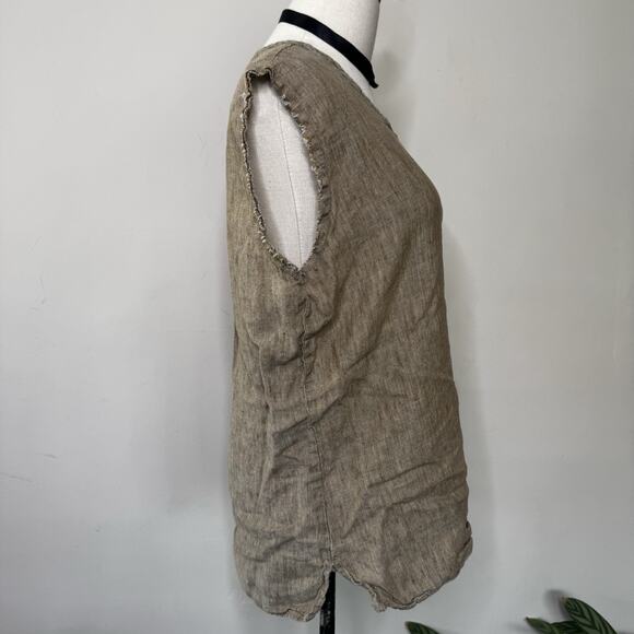 Vintage FLAX Earthy Oversized Linen Blouse Textured Top Boho Cleangirl Indie M - Picture 2 of 5
